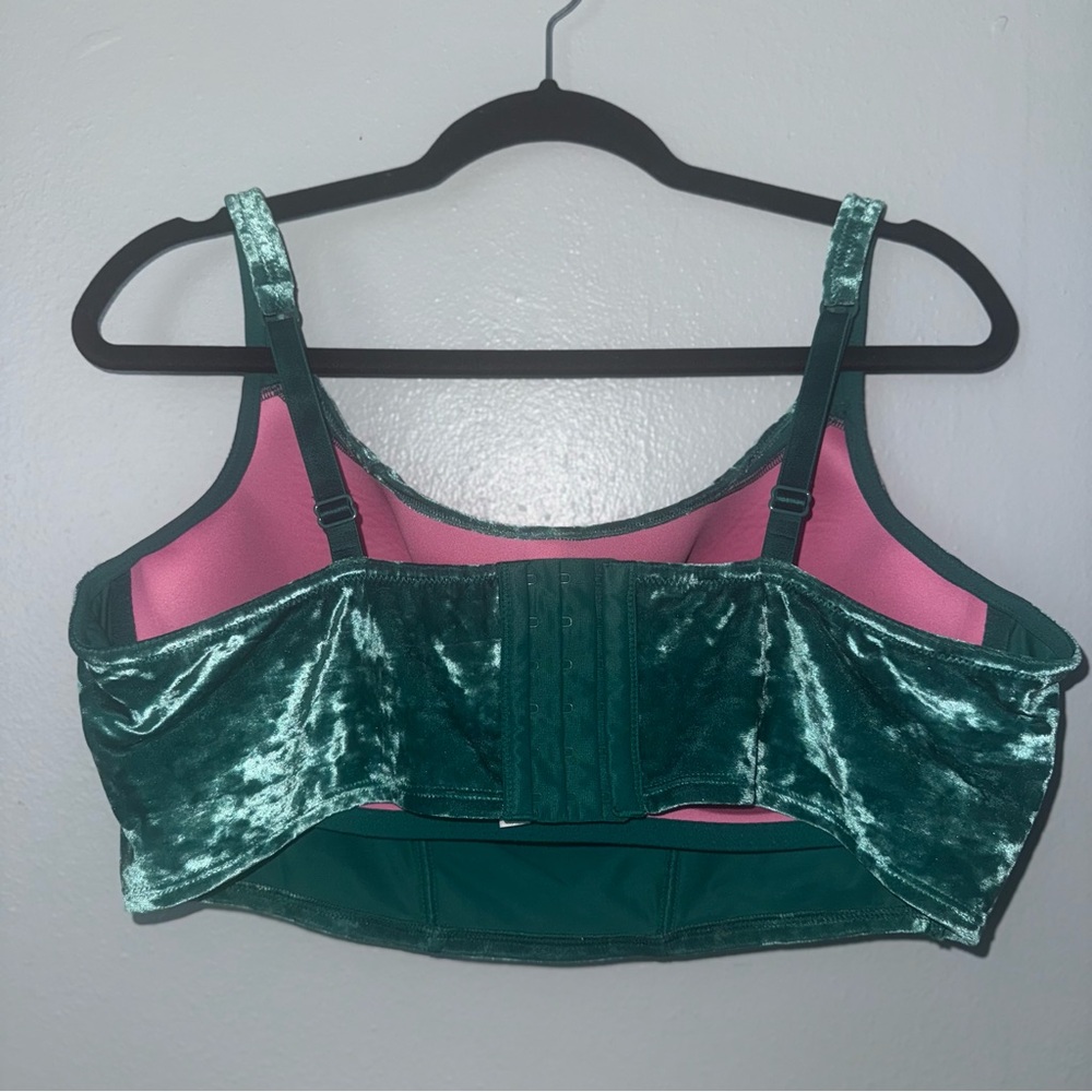PINK Victoria's Secret Emerald Velvet Bralette Tank Top - Picture 3 of 4